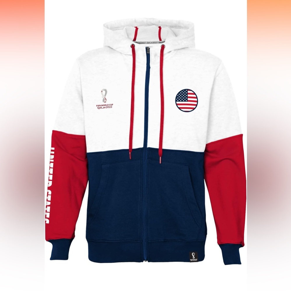 NWT Outerstuff Men's FIFA World Cup Country Contrast Panel Fleece Hood